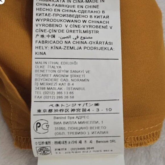 Sisley satin dress gold with ruffled neckline. Comes With Slip dress, size S - Picture 6 of 12